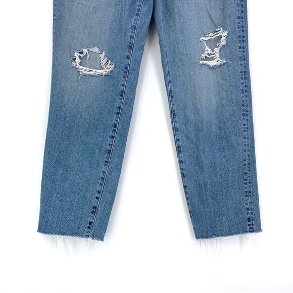 UNIQLO Peg Top High Rise Damaged Jeans Blue Denim 29 - Picture 4 of 11